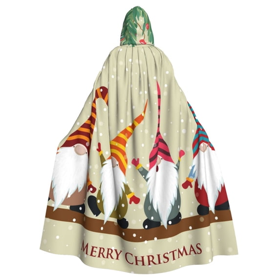 Honeii Christmas Card With Gnomes for Unisex Adults Hooded Cloak,Cape for Halloween Cosplay Costumes