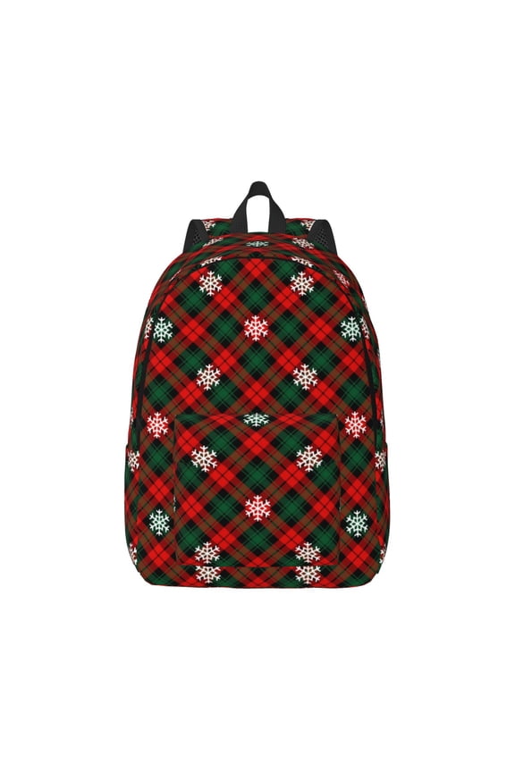 Christmas With Character Print Canvas College Laptop Backpack, Durable Rucksack Travel Notebook Bag School Backpack Book Bag for Men Women-Small