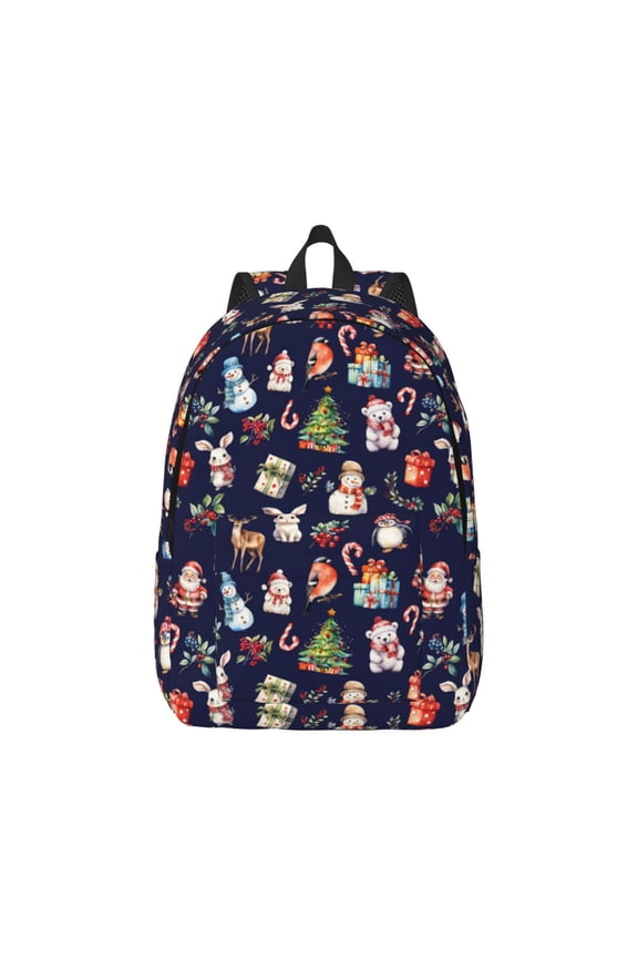 Christmas Critters Delight Print Canvas College Laptop Backpack, Durable Rucksack Travel Notebook Bag School Backpack Book Bag for Men Women-Small