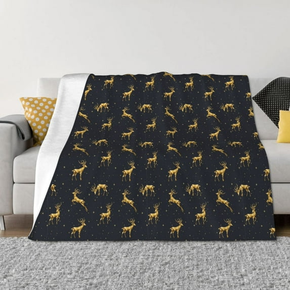 Honeii Christmas Deers print throw blanket, crafted from cozy cotton flannel, offers versatile home decor as a bedding suitable for all seasons.-60"x50"