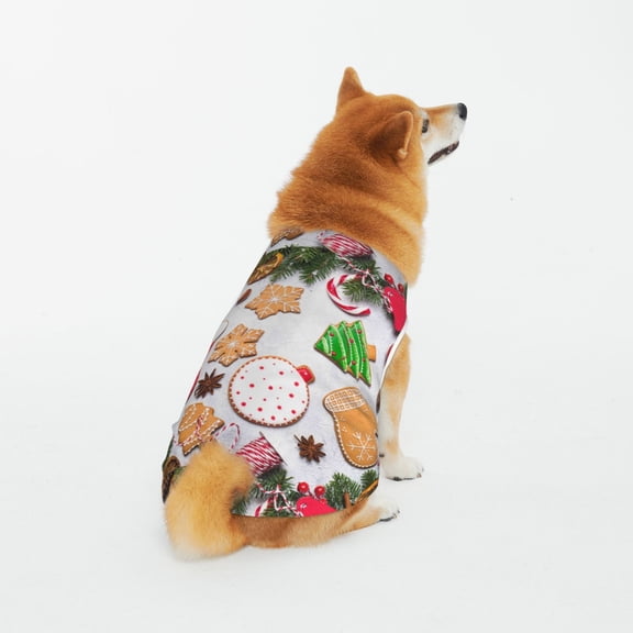 Honeii Christmas Gingerbread Cookies Pattern 100% Cotton Dog Clothes Dog Costumes Doggie Shirts Puppy Shirt Pet Vest Tank Top Cat Tee-5X-Large