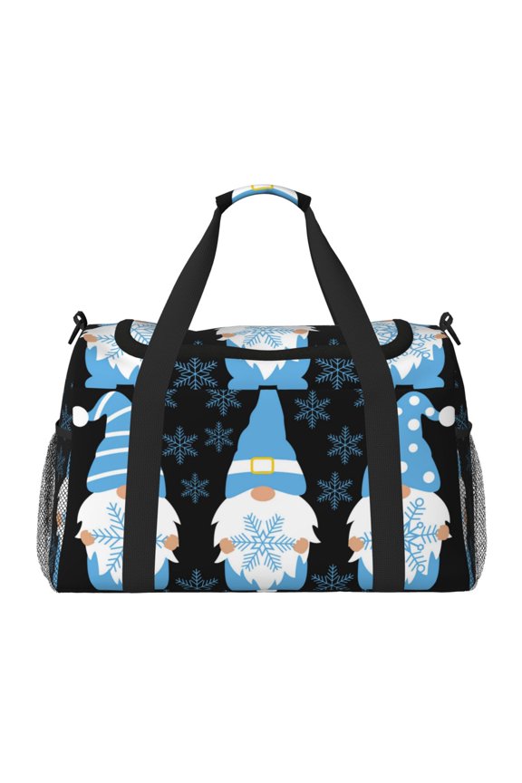 Christmas Gnome Snowflake Print Gym Bag,Carry on Weekender Overnight Bag, Travel Duffel Bags, Personal Item Travel Bag,Tote Bag,Workout Dance Bag