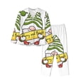 thumbnail image 1 of Honeii Christmas Gnomes Print Women's Pajama Sets Long Sleeve Button Down Sleepwear Nightwear Soft Pjs Lounge Sets 2PCS-X-Large, 1 of 7