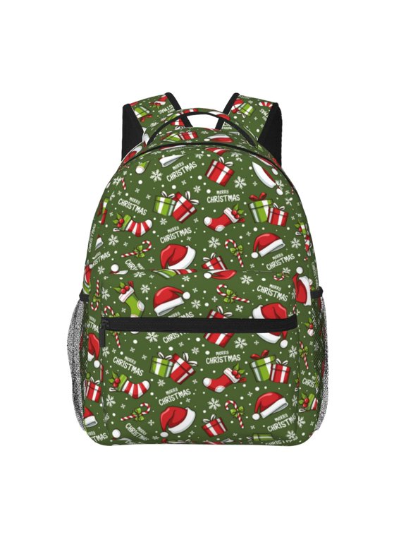 Christmas Hat sock Print Backpack for Both Men and Women, Basic Bookbag for College, Work, or Travel,Rucksack Computer Bag-One Size