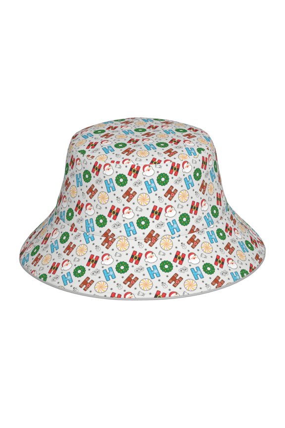 Christmas Hohoho 1 for Unisex Bucket Hat Waterproof Rain Hat Reversible Shiny Rave Bucket Hat for Concert Festival Boonie Cap