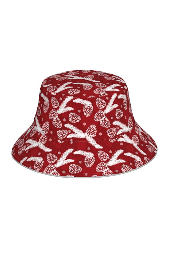 Christmas Holiday Pinecone for Unisex Bucket Hat Waterproof Rain Hat Reversible Shiny Rave Bucket Hat for Concert Festival Boonie Cap