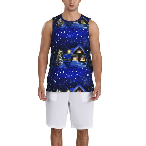 Honeii Christmas Night print basktball shirt for men and women, Unisex basketball jersey for Theme party-4X-Large