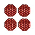 thumbnail image 1 of Honeii Christmas Red Balls Print Leather Coaster Set of 4, Ideal for Safeguarding Your Furniture from Drinks Spills and Effortless Cleanup-Octagon, 1 of 6