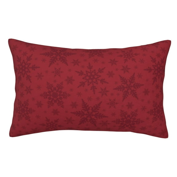 Honeii Christmas Red Snowflakes Print Pillow Cases,Plush Throw Pillow Covers,Decorative Pillowcase for Sofa, Couch, Living Room-14"x20"