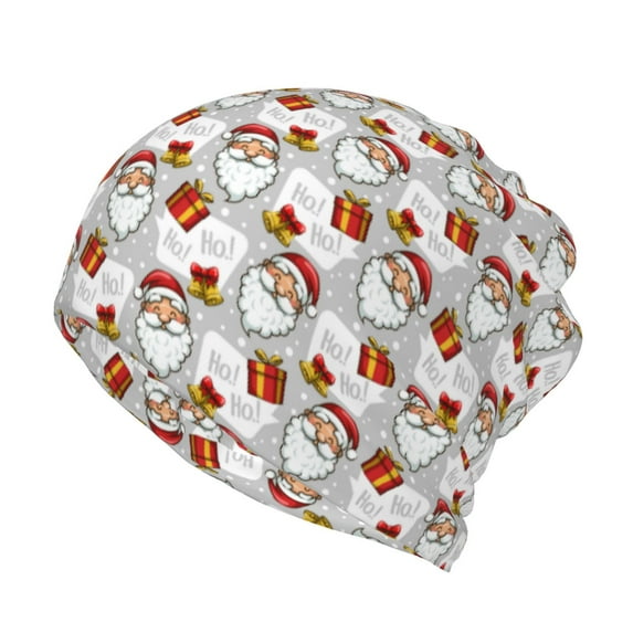 Honeii Christmas Santa Claus Print Winter Beanie Daily Hat - Thermal Polar Fleece Ski Running Hat Skull Cap for Men and Women,Beanie