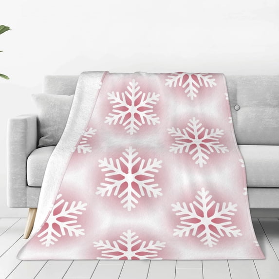 Honeii Christmas Snowflakes Print Fleece Blanket - Throw Blanket for Bed, Sofa, Couch, Camping, and Travel , Microplush Ultra Soft Warm Blanket-60"x50"