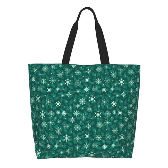 Honeii Christmas Snowflakes Print Tote Bag for Women, Foldable Tote Bag Large Shoulder Bag Top Handle Handbag for Travel, Work