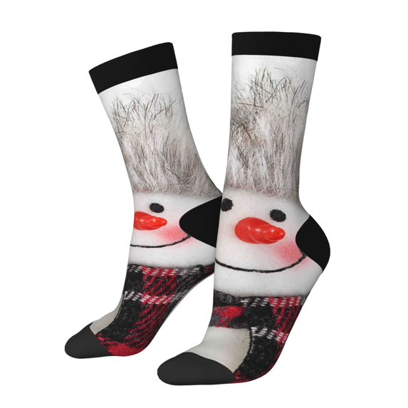 Honeii Christmas Snowman With Hat Print Adult Socks,Crew Socks,Casual Calf Socks,Daily Wear Socks for Men & Women, Perfect for Sports, Casual and Everyday Use