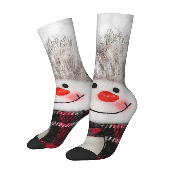 Honeii Christmas Snowman With Hat Print Adult Socks,Crew Socks,Casual Calf Socks,Daily Wear Socks for Men & Women, Perfect for Sports, Casual and Everyday Use