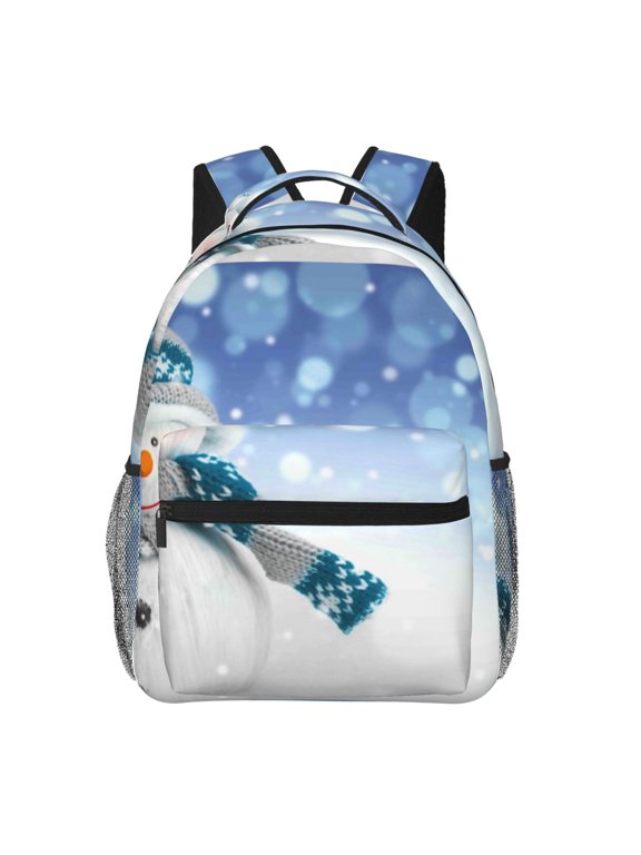 Christmas Snowman In The Snow Print Backpack for Both Men and Women, Basic Bookbag for College, Work, or Travel,Rucksack Computer Bag-One Size