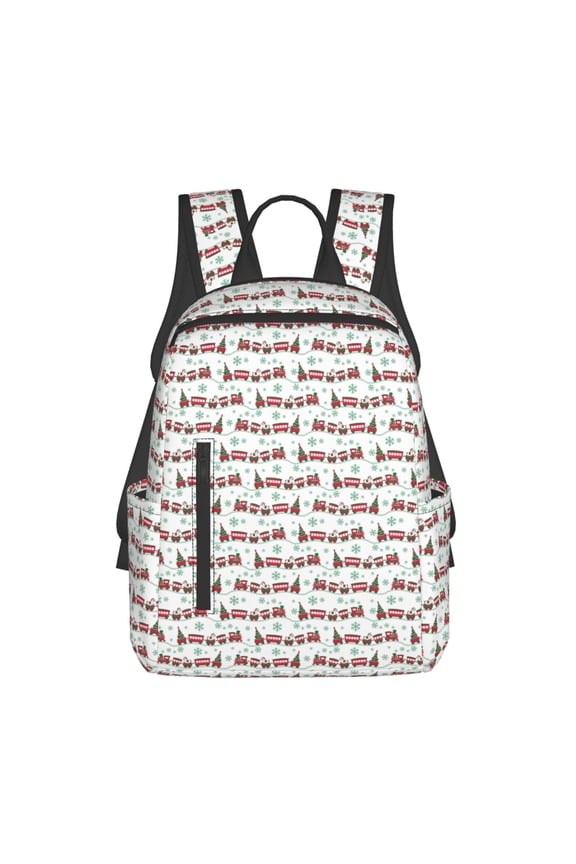 Christmas Train Print Lightweight Backpacks,Carry on Backpack,Durable Backpack for School, Work & Travel