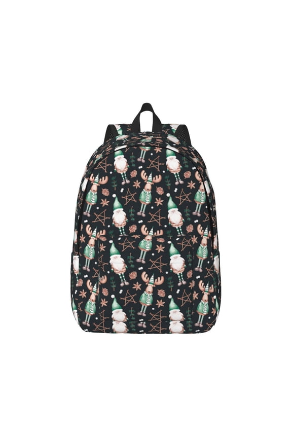 Christmas cute deer old man Print Canvas College Laptop Backpack, Durable Rucksack Travel Notebook Bag School Backpack Book Bag for Men Women-Small