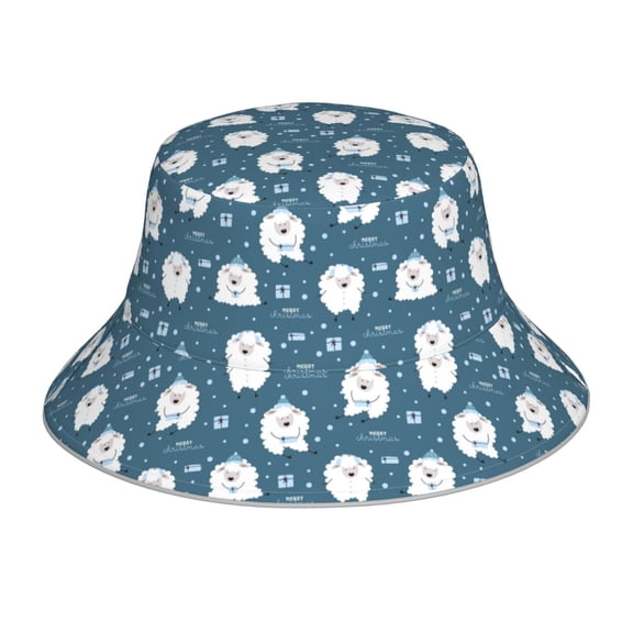 Honeii Christmas sheep for Unisex Bucket Hat Waterproof Rain Hat Reversible Shiny Rave Bucket Hat for Concert Festival Boonie Cap
