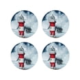 thumbnail image 1 of Honeii Circular Lighthouse print Leather Coaster Set of 4, ideal for safeguarding your furniture from drinks spills and effortless cleanup-Round Shape, 1 of 6