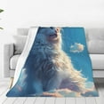 thumbnail image 1 of Honeii Clear Sky Blue Cat Print Fleece Blanket - Throw Blanket for Bed, Sofa, Couch, Camping, and Travel , Microplush Ultra Soft Warm Blanket-40"x30", 1 of 7