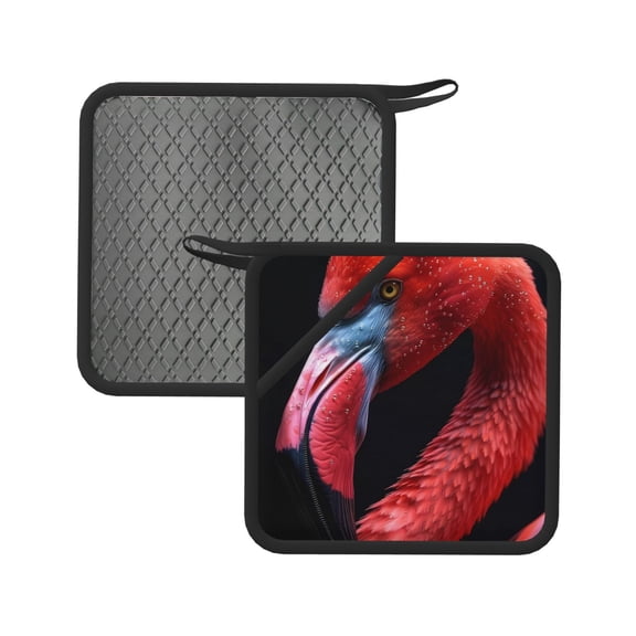 Honeii Closeup Red Flamingo Portrait for Silicone Trivets for Hot Pots and Pans -Trivet Mat - Heat Resistant Silicone Trivet - Hot Plate Mats