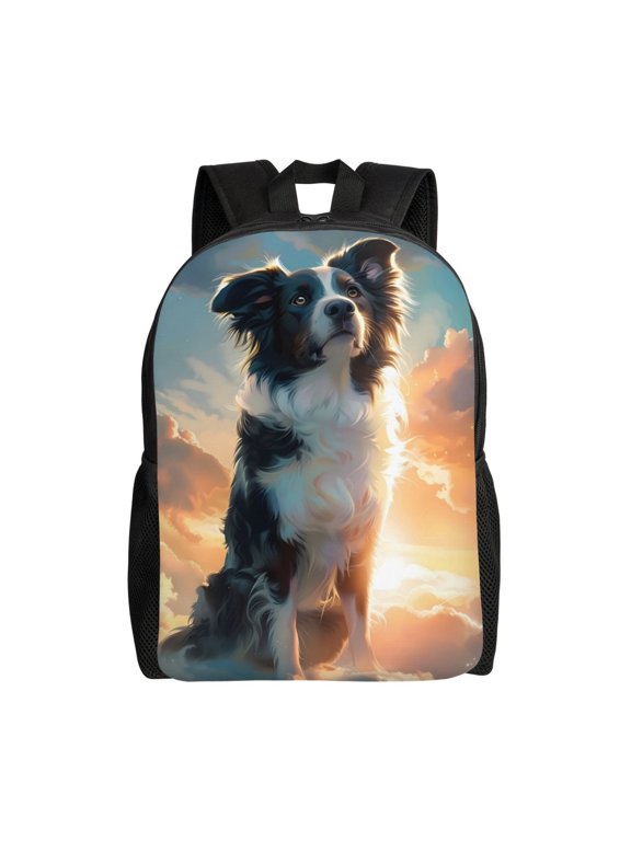 Cloud Border Collie Print Laptop Backpack for Work, College, Travel, Daily Backpacks for Men Women, Sport Rucksack,Computer Bag