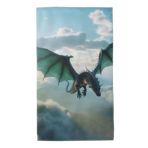 Honeii Cloud Sky Green Dragon Print Quick-Dry Microfiber Towel, Shower Towel 27.5x16in,Absorbent Bathroom Towel for Beach, Pool, and Travel