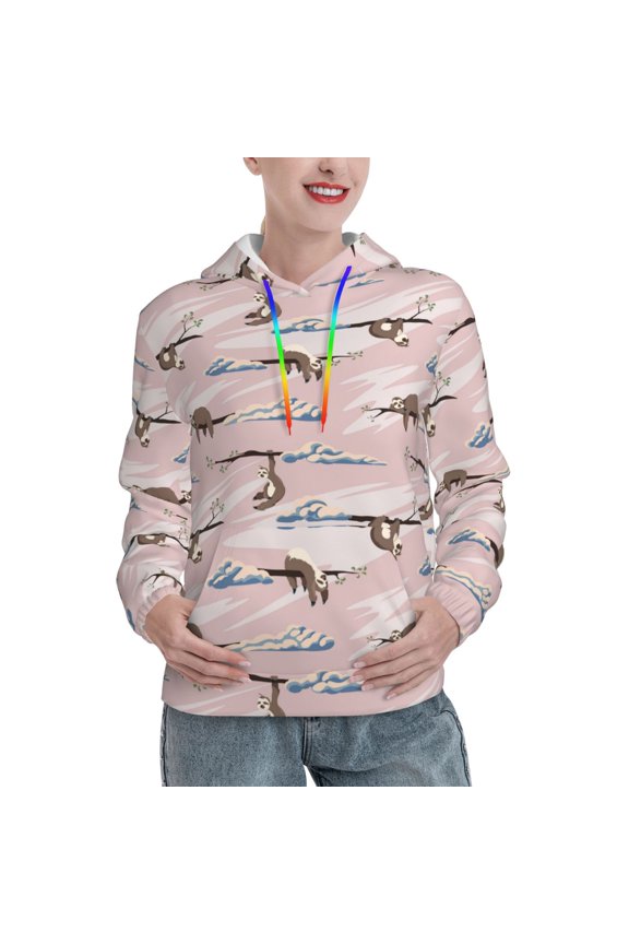 Cloud Sloth Pattern Womens Oversized Hoodies Long Sleeve Sweatshirts Pullover Fall Outfits with Pocket-XX-Large