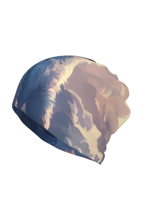 Cloud Wolf Print Winter Beanie Daily Hat - Thermal Polar Fleece Ski Running Hat Skull Cap for Men and Women,Beanie
