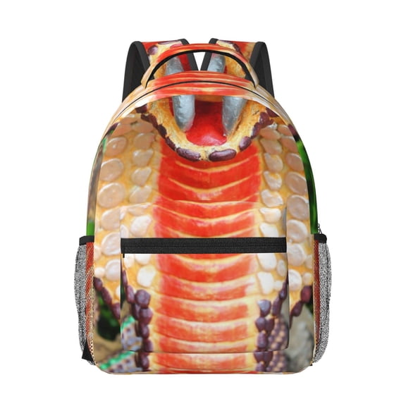 Honeii Cobra Snake Print Backpack for School,15.6 inch Laptop Back Pack for High School and College Students, Waterproof Computer Bookbag-One Size