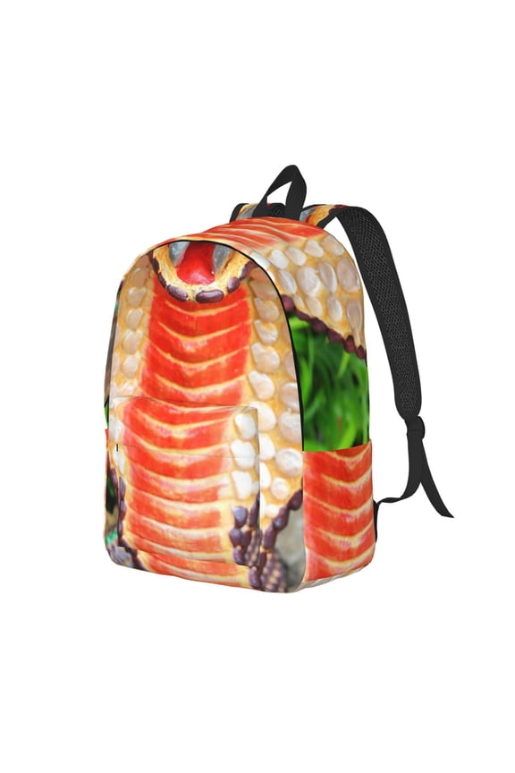 Cobra Snake Print Canvas Backpack for School & Outdoor,Laptop Excursion Backpack,Notebook School Bookbag For Men Women,for Work, Travel, and Everyday Use-Medium