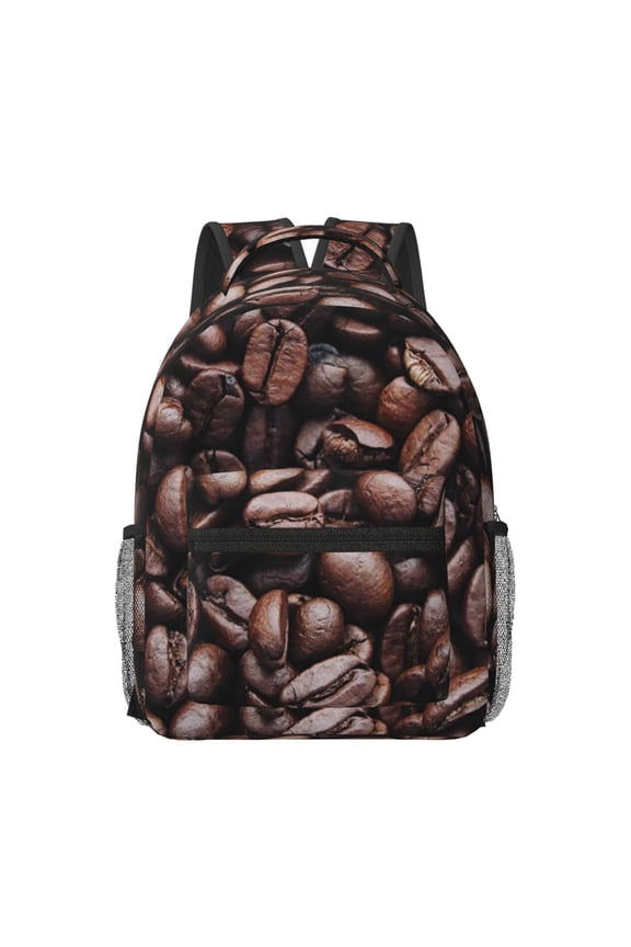 Coffee Bean Print Backpack for School,15.6 inch Laptop Back Pack for High School and College Students, Waterproof Computer Bookbag-One Size