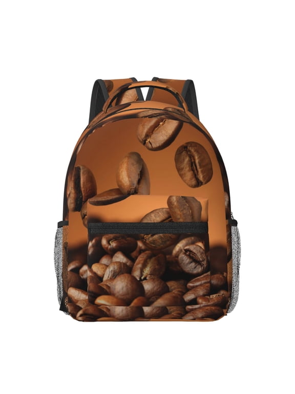 Coffee Beans Print Backpack for School,15.6 inch Laptop Back Pack for High School and College Students, Waterproof Computer Bookbag-One Size
