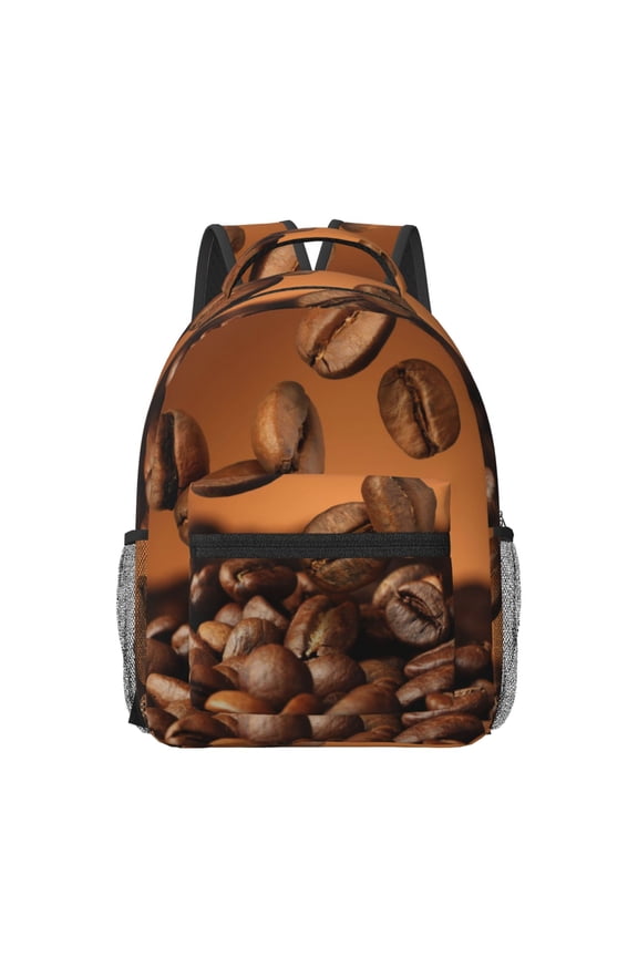 Coffee Beans Print Backpack for School,15.6 inch Laptop Back Pack for High School and College Students, Waterproof Computer Bookbag-One Size