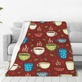 thumbnail image 1 of Honeii Coffee Cups Print Fleece Blanket - Throw Blanket for Bed, Sofa, Couch, Camping, and Travel , Microplush Ultra Soft Warm Blanket-40"x30", 1 of 7