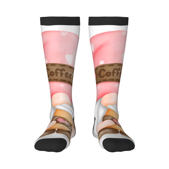 Honeii Coffee Gnome (1) Print Long Socks,Novelty Design Socks Gift for Men and Women,Crew Socks,Calf Socks