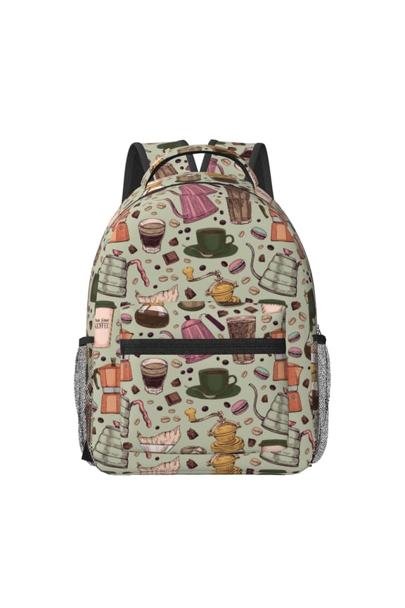 Coffee Makers Macaroons Chocolate Print Backpack for School,15.6 inch Laptop Back Pack for High School and College Students, Waterproof Computer Bookbag-One Size