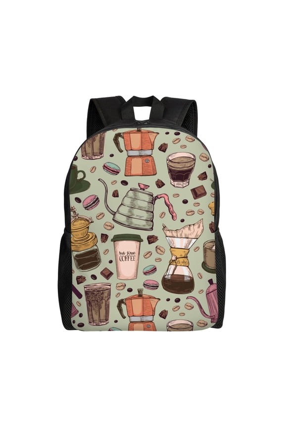 Coffee Makers Macaroons Chocolate Print Laptop Backpack for Work, College, Travel, Daily Backpacks for Men Women, Sport Rucksack,Computer Bag