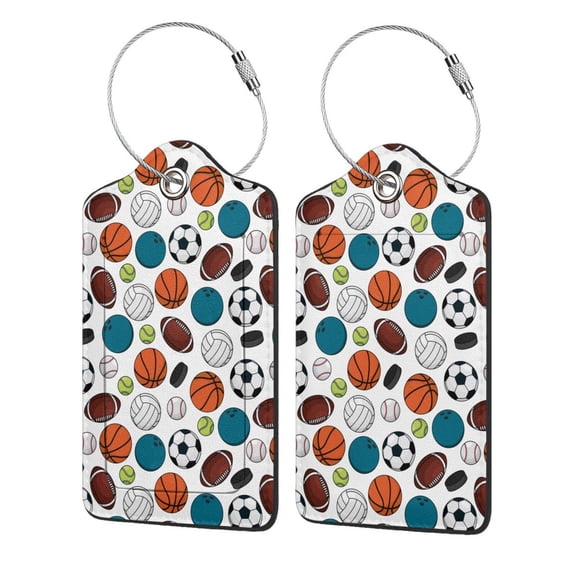 Honeii Color Balls Print Leather Luggage Tag for Suitcases,ID Tags,Bag Tags for Luggage,Functional Travel Tag-4 PCS