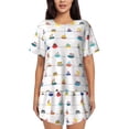 thumbnail image 1 of Honeii Color Ships for Women's Summer Pajama Set featuring Soft Short Sleeve Shirt & Matching Bottoms with Convenient Pockets for Relaxed Home Wear-X-Large, 1 of 6