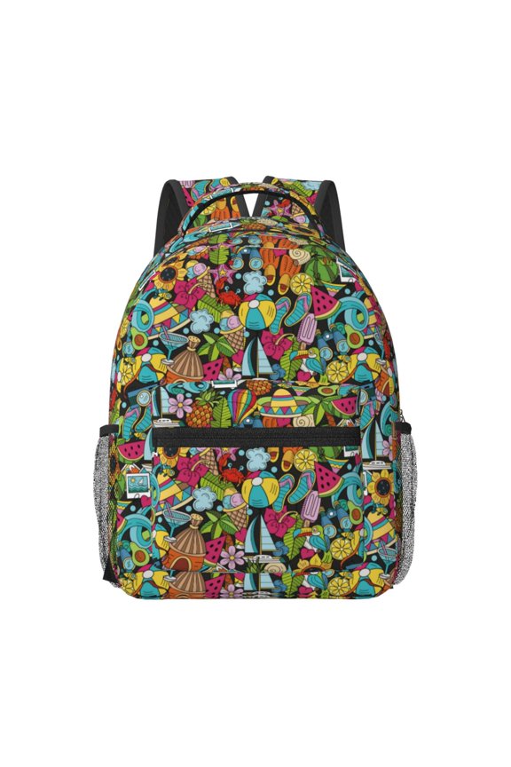 Color Summer Print Backpack for School,15.6 inch Laptop Back Pack for High School and College Students, Waterproof Computer Bookbag-One Size