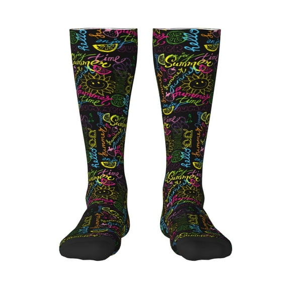 Honeii Color Summer Print Long Socks,Novelty Design Socks Gift for Men and Women,Crew Socks,Calf Socks