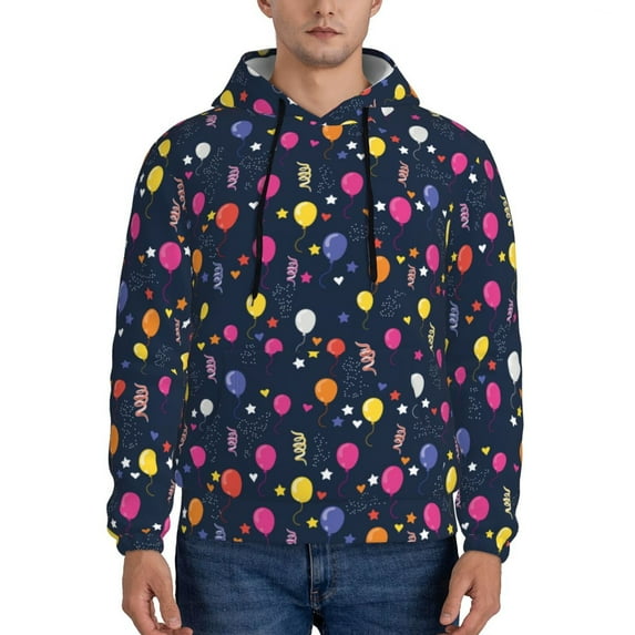 Honeii Colored Balloons Pattern Mens Hoodies Men's Loose Sleeve Sweatshirt,Pullover Hooded Sweatshirt for Men,Essentials Hoodie-Medium