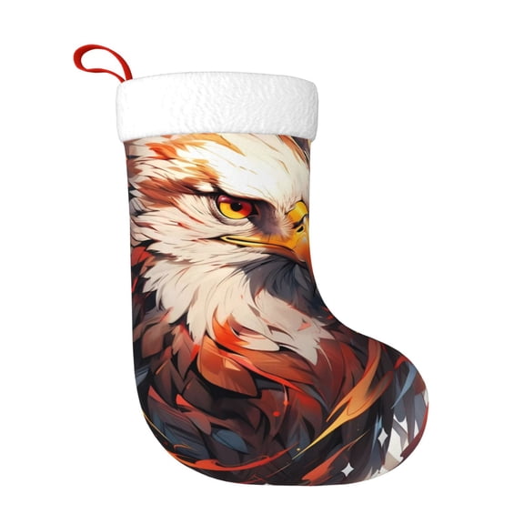 Honeii Colorful Abstract Eagle for Christmas Stocking,Large Xmas Stocking,Holiday and Family Stocking for Fireplace Christmas Holiday Party Decoration