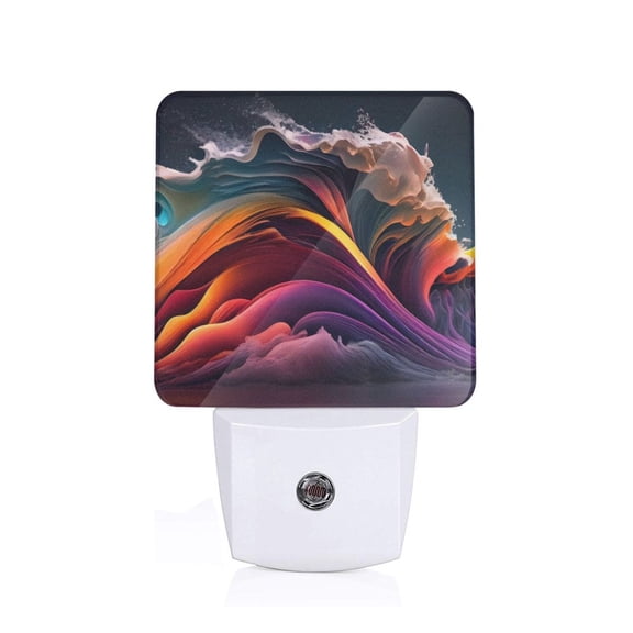 Honeii Colorful Abstract Wave Motion Print LED Night Light with Light Sensor, Night Lights Plug Into Wall,Ideal for Bedrooms and Hallways-UK