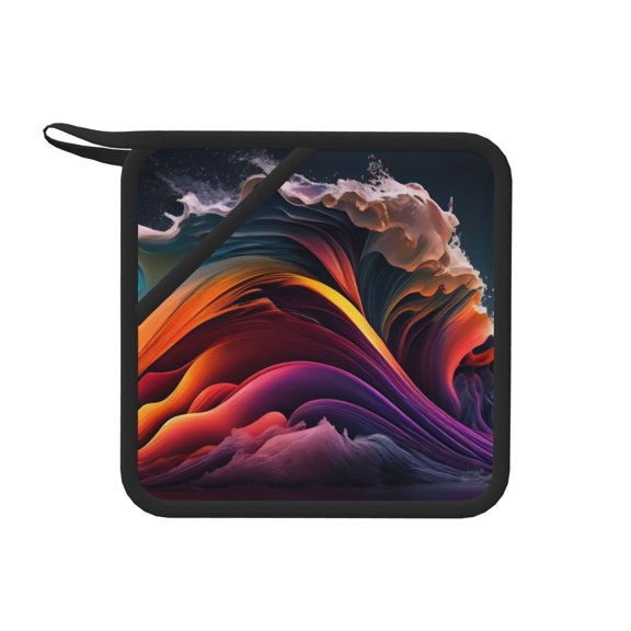 Honeii Colorful Abstract Wave Motion for Silicone Trivets for Hot Pots and Pans -Trivet Mat - Heat Resistant Silicone Trivet - Hot Plate Mats