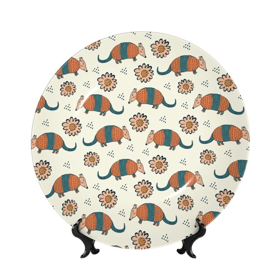 Honeii Colorful Armadillos1 Print Elegant Bone China Decorative Plate, Porcelain Plate,Art Crafts,Ceramic Ornaments for Home Office Wall Decor-10in