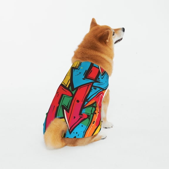 Honeii Colorful Arrow Graffiti Pattern Pattern 100% Cotton Dog Clothes Dog Costumes Doggie Shirts Puppy Shirt Pet Vest Tank Top Cat Tee-4X-Large