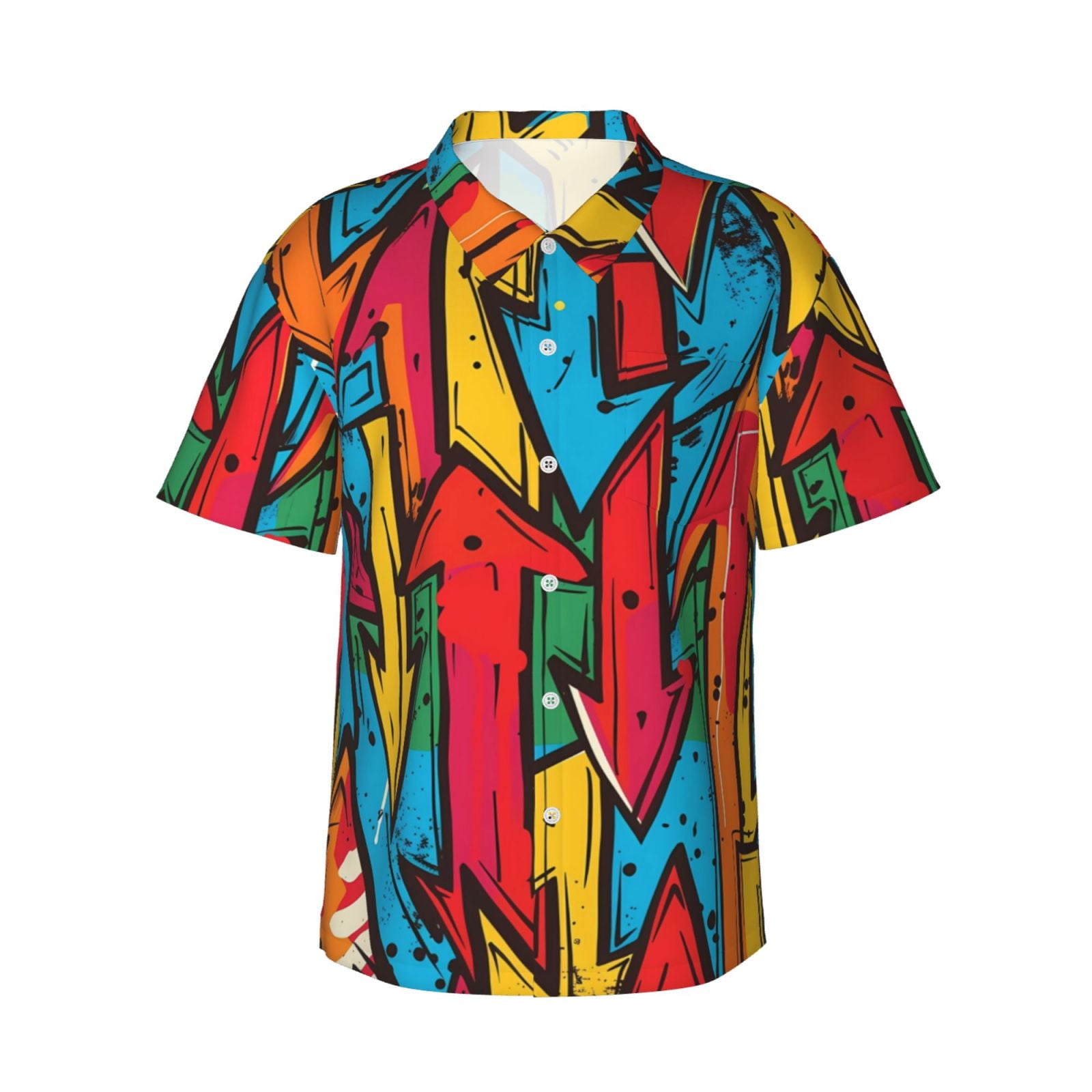 Honeii Colorful Arrow Graffiti Pattern Print Men’s Hawaiian Shirt ...