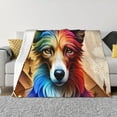 thumbnail image 1 of Honeii Colorful Art Dog print throw blanket, crafted from cozy cotton flannel, offers versatile home decor as a bedding suitable for all seasons.-, 1 of 6